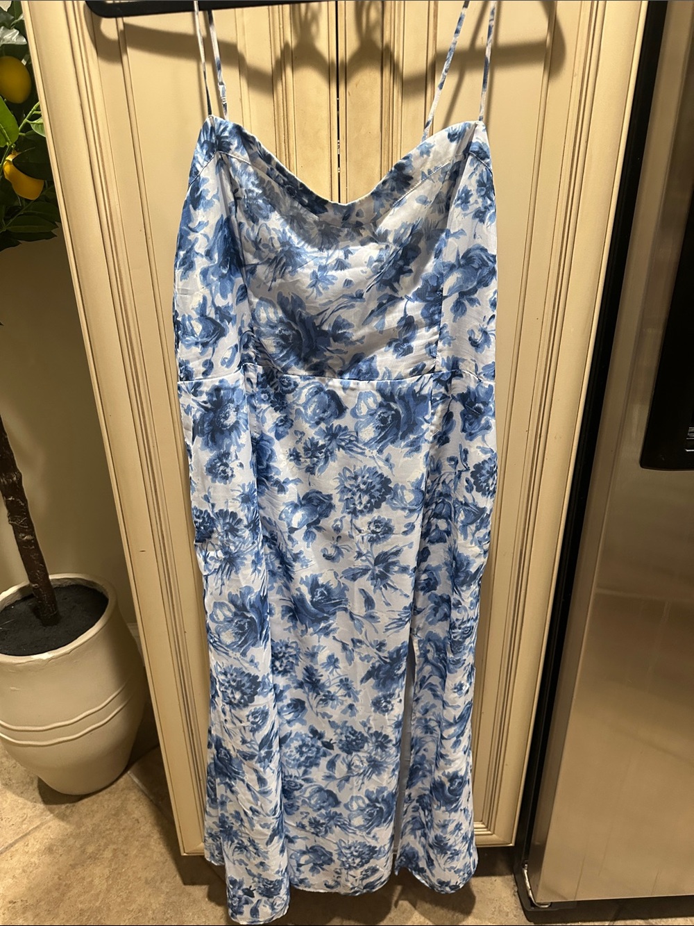 Abercrombie & Fitch Blue and White Floral Maxi Dress